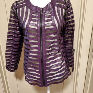 Chico's Purple and Black Striped Blazer